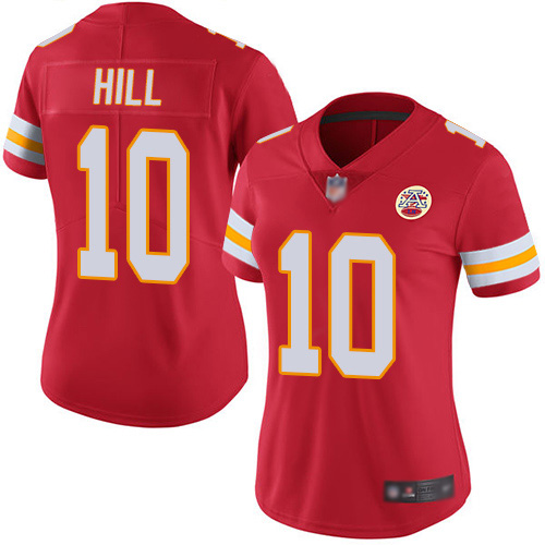 Women Kansas City Chiefs #10 Hill Tyreek Red Team Color Vapor Untouchable Limited Player Football Nike NFL Jersey->women nfl jersey->Women Jersey